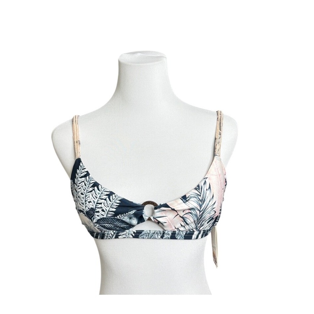 Agua Bendita 8064 Peggy Helios Beaded Bikini Swim Top‎ SMALL Blue Pink Beach